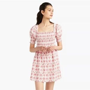 Hill House Home Mermaid Athena Nap Dress Size Medium Pink White Smocked